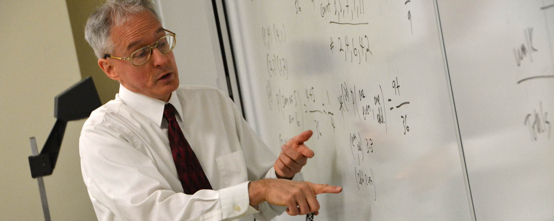 Dr. Charlwood teaching a math class at Washburn.